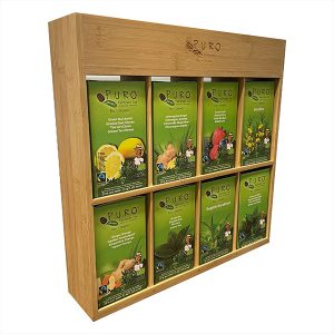 Puro Tea display 8xRack bamboo